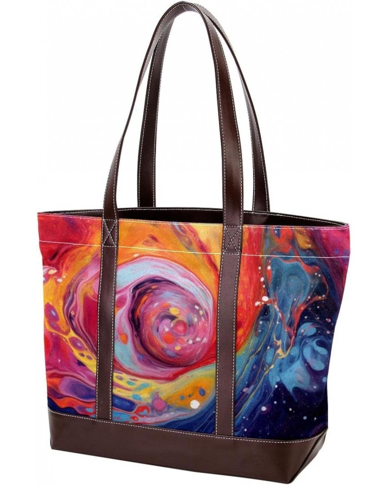 The Tote Bag For Women,Tote Bag With Zipper,Canvas Tote Bag,Abstract Watercolor Paint Colored Handbags $28.14 Totes