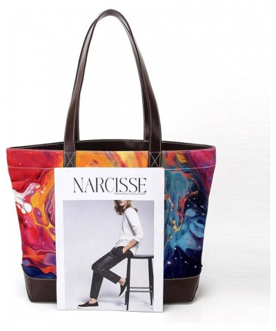 The Tote Bag For Women,Tote Bag With Zipper,Canvas Tote Bag,Abstract Watercolor Paint Colored Handbags $28.14 Totes