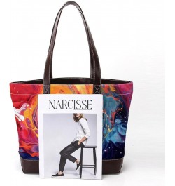 The Tote Bag For Women,Tote Bag With Zipper,Canvas Tote Bag,Abstract Watercolor Paint Colored Handbags $28.14 Totes