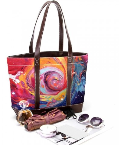 The Tote Bag For Women,Tote Bag With Zipper,Canvas Tote Bag,Abstract Watercolor Paint Colored Handbags $28.14 Totes