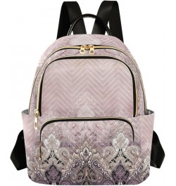 Classic Pink Paisley Floral Small Quilted Backpack for Women Mini Womens Backpack Travel Purse with Luggage Strap Classic Pin...