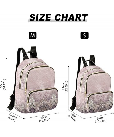 Classic Pink Paisley Floral Small Quilted Backpack for Women Mini Womens Backpack Travel Purse with Luggage Strap Classic Pin...