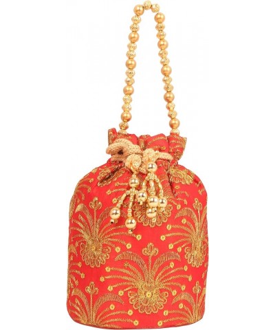 beaded handcrafted embroidered evening purse drawstring handbag vintage party wedding gift for women. D014 Red Gold 7"x5.2 $9...