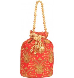 beaded handcrafted embroidered evening purse drawstring handbag vintage party wedding gift for women. D014 Red Gold 7"x5.2 $9...