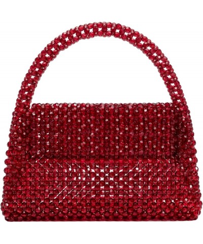 Sherry Bag - Womens Luxury Beaded Handbag - Fancy Foldover Purse with Top Handle Sherry Ruby $32.80 Evening Bags