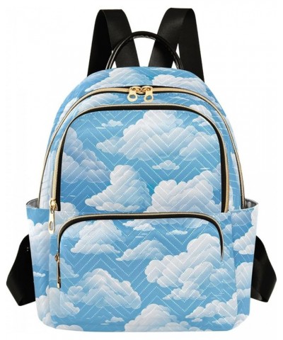 White Cloud Blue Sky Backpack Purse for Women Small Travel Bag Fashion Daypack M 202a5214 M(11.4"x6.1"x14.17") 202a5214 $19.2...