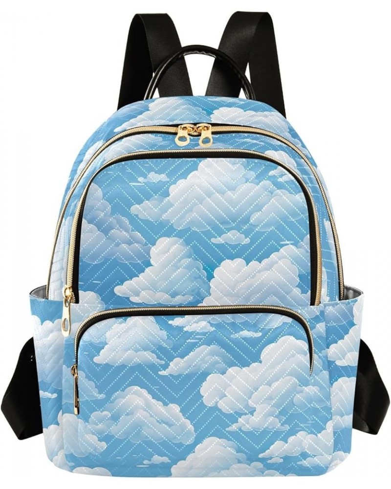 White Cloud Blue Sky Backpack Purse for Women Small Travel Bag Fashion Daypack M 202a5214 M(11.4"x6.1"x14.17") 202a5214 $19.2...