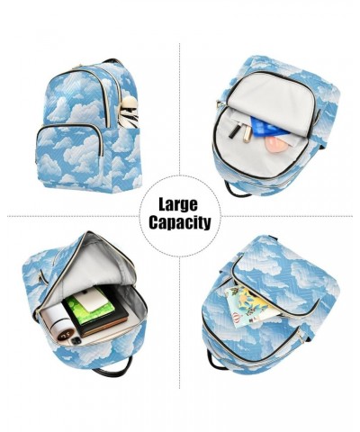 White Cloud Blue Sky Backpack Purse for Women Small Travel Bag Fashion Daypack M 202a5214 M(11.4"x6.1"x14.17") 202a5214 $19.2...