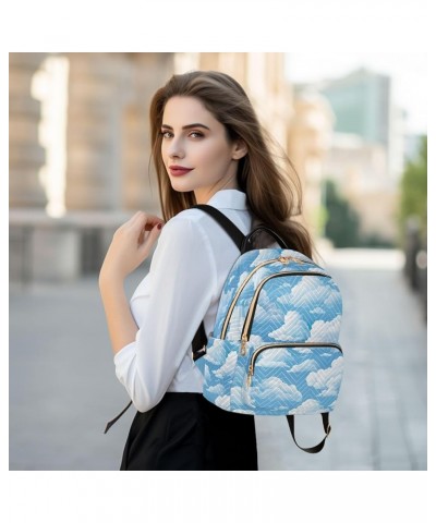 White Cloud Blue Sky Backpack Purse for Women Small Travel Bag Fashion Daypack M 202a5214 M(11.4"x6.1"x14.17") 202a5214 $19.2...