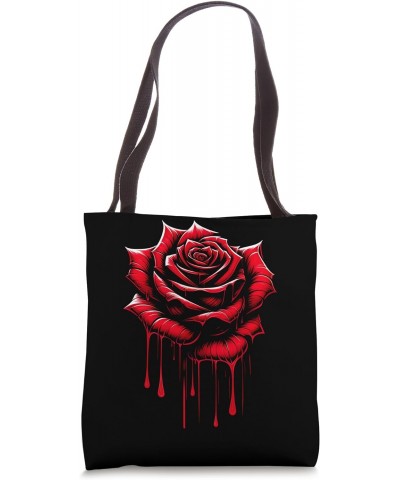 Goth Red Flower - Gothic Floral Dripping Rose Tote Bag $10.67 Totes