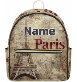 Paris Theme Custom Mini Backpack Purse for Women, Eiffel Tower Personalized Fashion Leather Small Backpack Shoulder Handbag T...