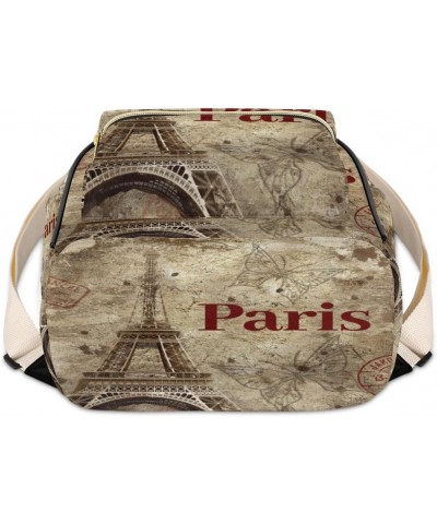 Paris Theme Custom Mini Backpack Purse for Women, Eiffel Tower Personalized Fashion Leather Small Backpack Shoulder Handbag T...