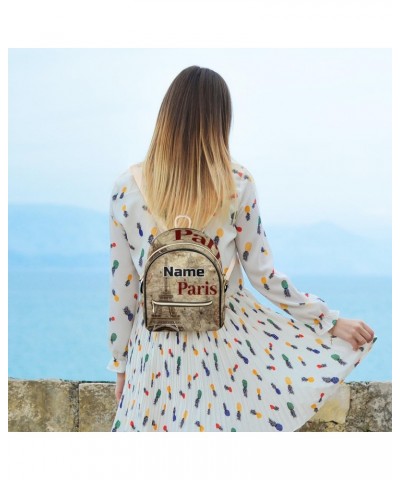 Paris Theme Custom Mini Backpack Purse for Women, Eiffel Tower Personalized Fashion Leather Small Backpack Shoulder Handbag T...