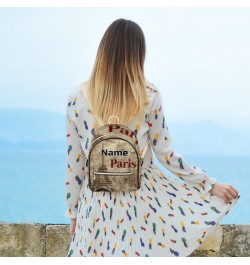 Paris Theme Custom Mini Backpack Purse for Women, Eiffel Tower Personalized Fashion Leather Small Backpack Shoulder Handbag T...