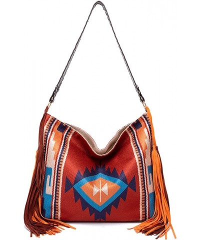 Canvas Tote Bags for Women Handbag Tote Purse with Zipper Ladies Ethnic Travel Tassel Hobo and Shoulder Handbags Pg07-orange ...