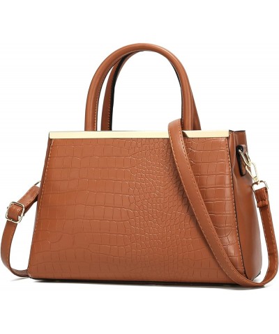 Stylish Handbags for Women Fashion Shoulder Bags Crocodile Pattern Hobo Purse Classic Tote Satchel Green F Brown $22.76 Totes