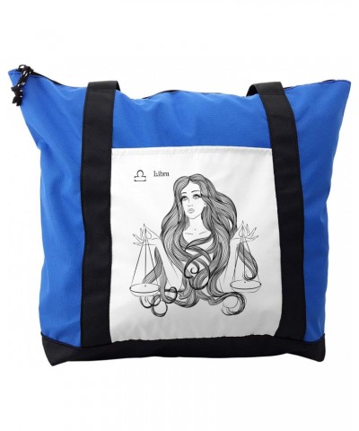 Zodiac Libra Shoulder Bag, Long Wavy Haired Girl, Durable with Zipper $19.94 Shoulder Bags