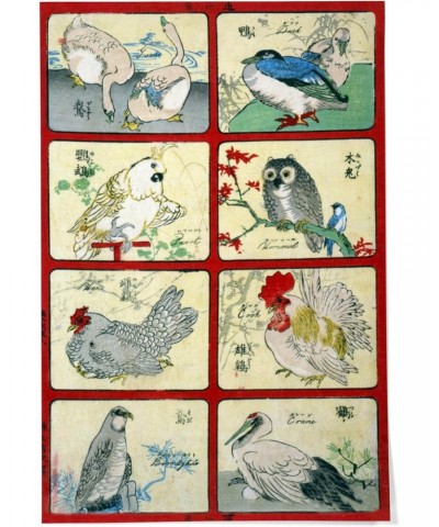 24x36 Inch Giclee Print, Various Types of Birds Japanese Wood-Cut Print $25.00 Totes