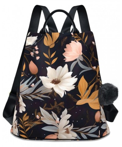 Black Floral Womens Backpack Purse Anti Theft Travel Shoulder Bag Casual Daypack Backpack for Work Travel Ladies Women $21.19...