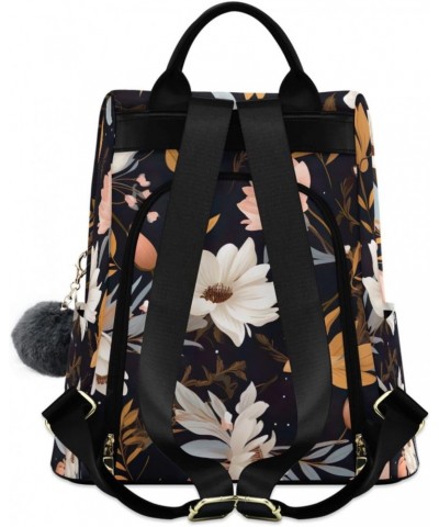 Black Floral Womens Backpack Purse Anti Theft Travel Shoulder Bag Casual Daypack Backpack for Work Travel Ladies Women $21.19...