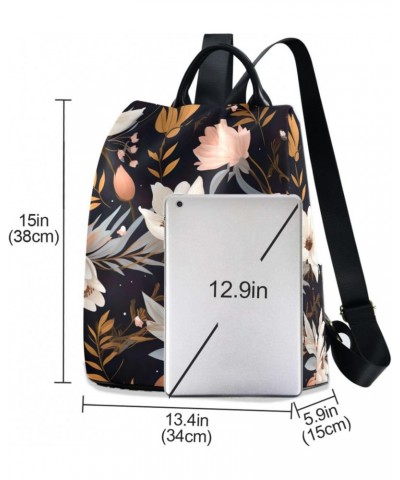 Black Floral Womens Backpack Purse Anti Theft Travel Shoulder Bag Casual Daypack Backpack for Work Travel Ladies Women $21.19...