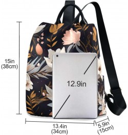 Black Floral Womens Backpack Purse Anti Theft Travel Shoulder Bag Casual Daypack Backpack for Work Travel Ladies Women $21.19...