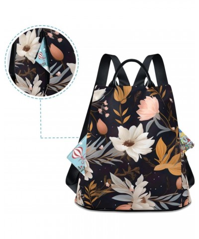 Black Floral Womens Backpack Purse Anti Theft Travel Shoulder Bag Casual Daypack Backpack for Work Travel Ladies Women $21.19...