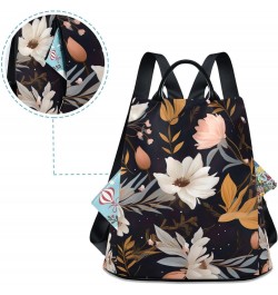 Black Floral Womens Backpack Purse Anti Theft Travel Shoulder Bag Casual Daypack Backpack for Work Travel Ladies Women $21.19...