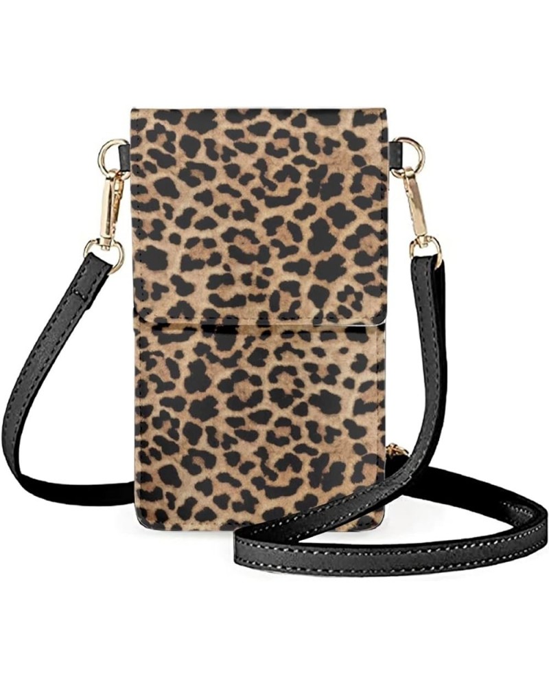 African Indian Aztec Small Crossbody Cell Phone Purse for Women Pu Leather Crossbody Bag for Travel Wild Leopard $12.00 Cross...