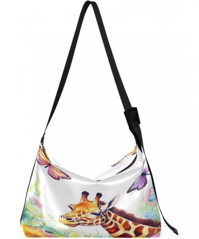 Colorful Butterflies Giraffe Tote Bag for Women Large Hobo Bags Womens Cross Body Purses Messenger Bag with Adjustable Strap ...