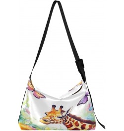 Colorful Butterflies Giraffe Tote Bag for Women Large Hobo Bags Womens Cross Body Purses Messenger Bag with Adjustable Strap ...