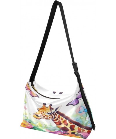 Colorful Butterflies Giraffe Tote Bag for Women Large Hobo Bags Womens Cross Body Purses Messenger Bag with Adjustable Strap ...