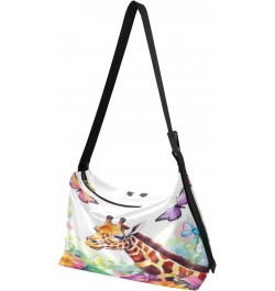 Colorful Butterflies Giraffe Tote Bag for Women Large Hobo Bags Womens Cross Body Purses Messenger Bag with Adjustable Strap ...