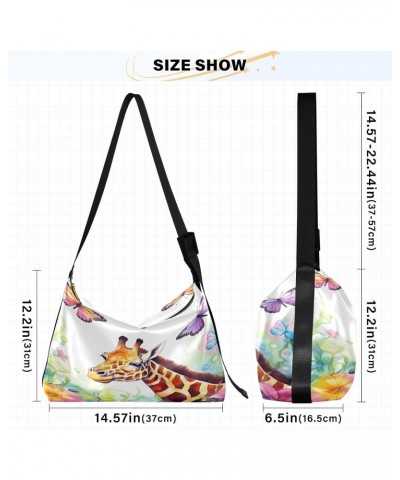 Colorful Butterflies Giraffe Tote Bag for Women Large Hobo Bags Womens Cross Body Purses Messenger Bag with Adjustable Strap ...