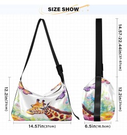 Colorful Butterflies Giraffe Tote Bag for Women Large Hobo Bags Womens Cross Body Purses Messenger Bag with Adjustable Strap ...