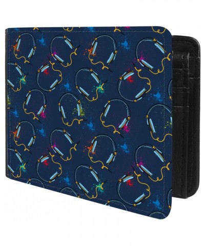 Unique Desige Pattern - Abstract pattern with headphones, Slim Front Pocket Wallet Billfold RFID Blocking $8.75 Wallets