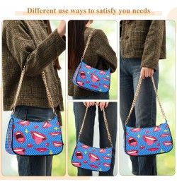 Female Lips Hearts Shoulder Bag for Women Hobo Tote Handbag Gold Chain Crossbody Bag with Zipper Clutch Purse Handbags $14.83...