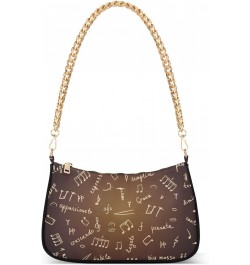 Music Notes Vintage Dark Brown Shoulder Bag Purse for Women Tote Handbag with Zipper Closure $17.35 Totes