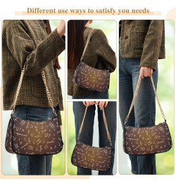 Music Notes Vintage Dark Brown Shoulder Bag Purse for Women Tote Handbag with Zipper Closure $17.35 Totes