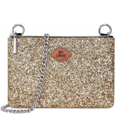 Crossbody Clutch Purse for Women, Glitter Evening Bag, Sequin Wedding Handbag for Party Gold $13.19 Evening Bags