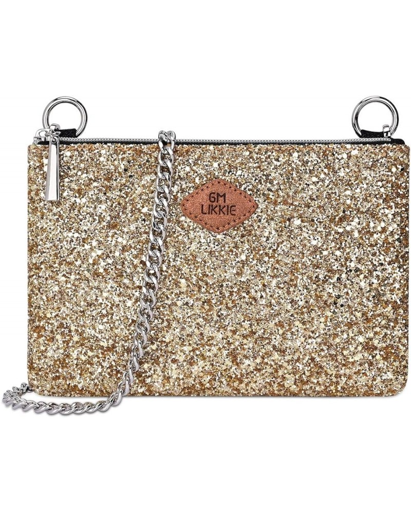 Crossbody Clutch Purse for Women, Glitter Evening Bag, Sequin Wedding Handbag for Party Gold $13.19 Evening Bags