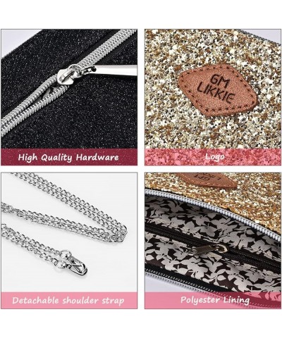 Crossbody Clutch Purse for Women, Glitter Evening Bag, Sequin Wedding Handbag for Party Gold $13.19 Evening Bags