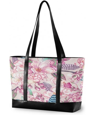 Women's Tote Shoulder Bag Pink Peach Blossom Rainbow Flag Capacity Handbag $17.60 Totes