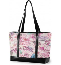 Women's Tote Shoulder Bag Pink Peach Blossom Rainbow Flag Capacity Handbag $17.60 Totes