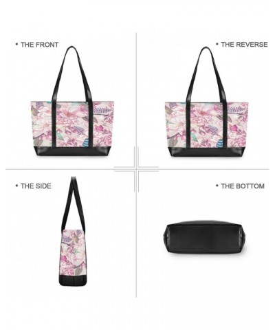 Women's Tote Shoulder Bag Pink Peach Blossom Rainbow Flag Capacity Handbag $17.60 Totes