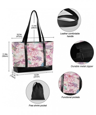 Women's Tote Shoulder Bag Pink Peach Blossom Rainbow Flag Capacity Handbag $17.60 Totes