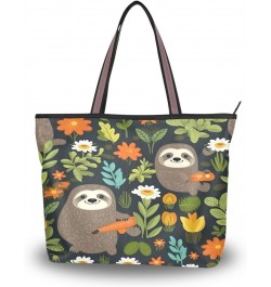 Cute Sloths Tote Top Handle Shoulder Bags Fashion Zipper Shopping Bag for Women $10.70 Handbags