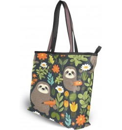 Cute Sloths Tote Top Handle Shoulder Bags Fashion Zipper Shopping Bag for Women $10.70 Handbags