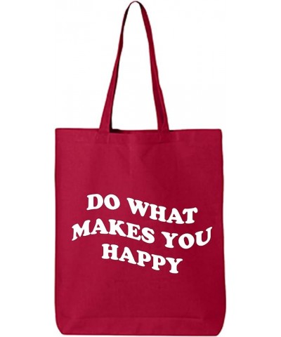 Do What Makes You Happy Cotton Canvas Tote Bag Red $10.70 Totes