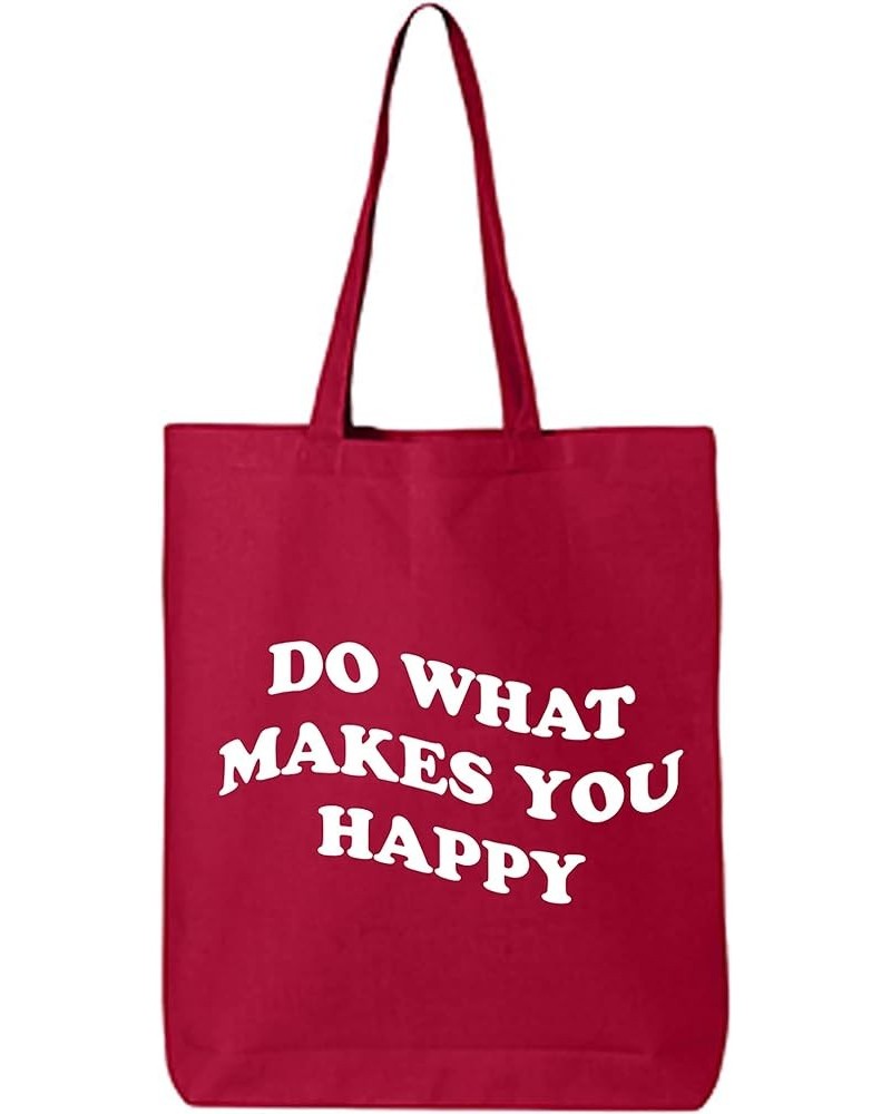 Do What Makes You Happy Cotton Canvas Tote Bag Red $10.70 Totes